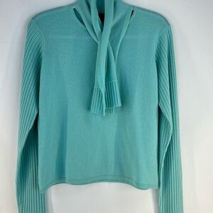 Lauren Hansen 100% Cashmere Front Tie Scarf Knit, L